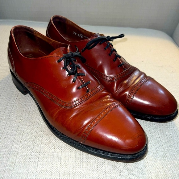 Hanover MasterFlex Cognac Cap Toe Oxfords Men’s Size 10 D/B Vintage GC - Picture 1 of 12